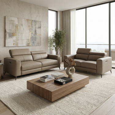 Lazio 2 Seater Leather Sofa Power Recliner & Headrest