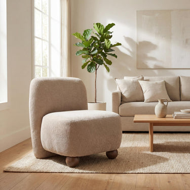 Cleo Fabric Accent Chair - Biscuit – styled in a living room
