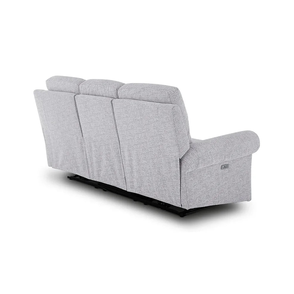 Colorado 3 Seater Power Recliner Grey Keswick Dove Fabric High Back Sofa - Oak Furnitureland