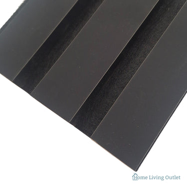 Coloured Acoustic Standard Slat Wall Panels - 3-Sided - 240cm x 32cm (2 Pack) – Black