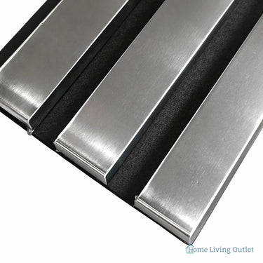 Coloured Acoustic Standard Slat Wall Panels - 3-Sided - 240cm x 32cm (2 Pack) – Chrome