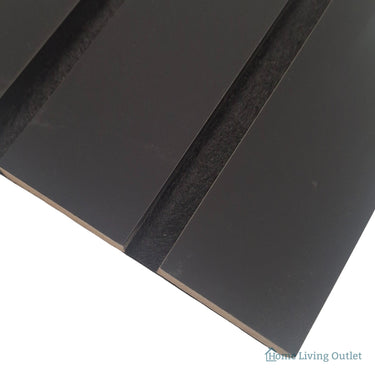 Coloured Acoustic Wide Slat Wall Panels - 3-Sided - 240cm x 30cm (2 Pack) – Black