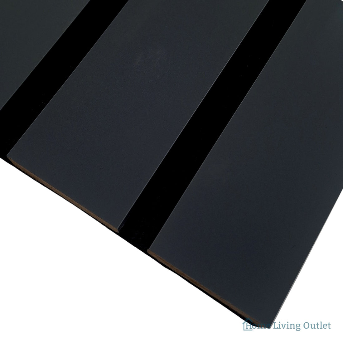 Coloured Acoustic Wide Slat Wall Panels - 3-Sided - 240cm x 30cm (2 Pack) – Blue
