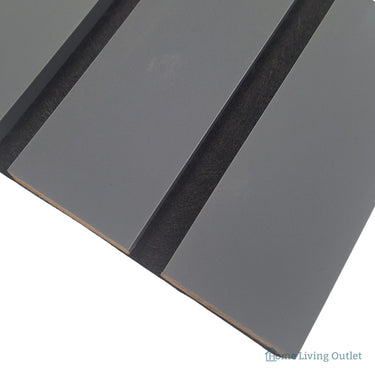 Coloured Acoustic Wide Slat Wall Panels - 3-Sided - 240cm x 30cm (2 Pack) – Grey