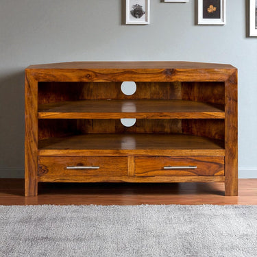 Corbin Sheesham Wood Corner TV Unit - view 3