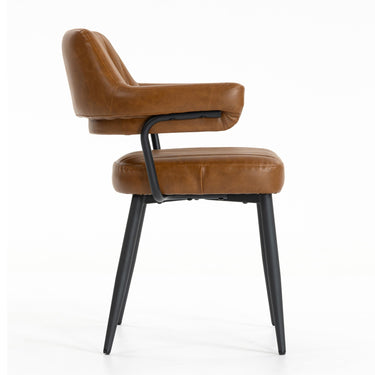 Cortez Leather Effect Dining Chair - Tan – studio view 2