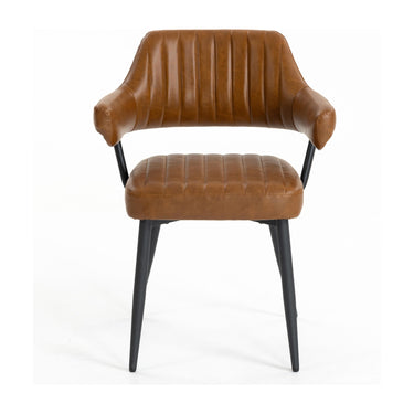 Cortez Leather Effect Dining Chair - Tan – studio view 3
