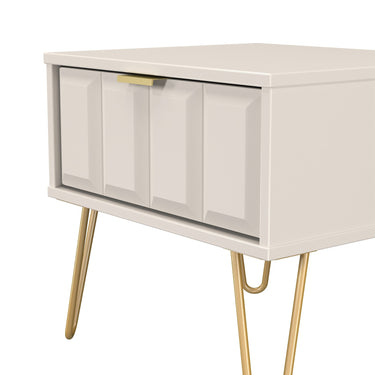 Cube 1 Drawer Bedside Cabinet in Kashmir Matt, close-up of the patterned drawer fronts