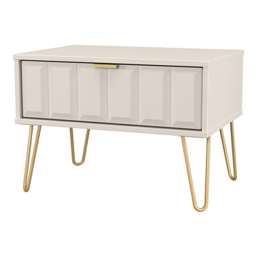 Cube 1 Drawer Wide Bedside Cabinet in Kashmir Matt, angled view