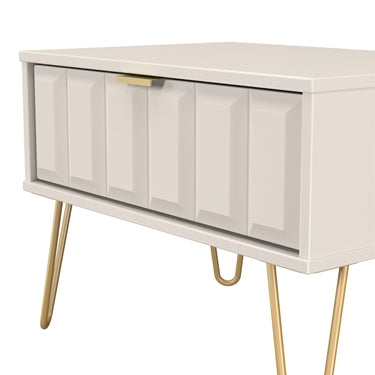 Cube 1 Drawer Wide Bedside Cabinet in Kashmir Matt, close-up of the patterned drawer fronts