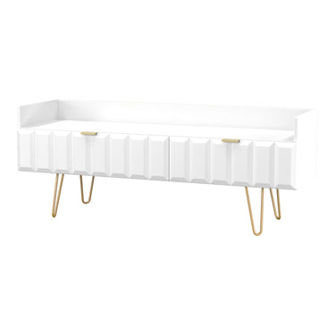 Cube 2 Drawer TV Unit in White Matt, angled view