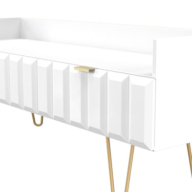 Cube 2 Drawer TV Unit in White Matt, close-up of the patterned drawer fronts