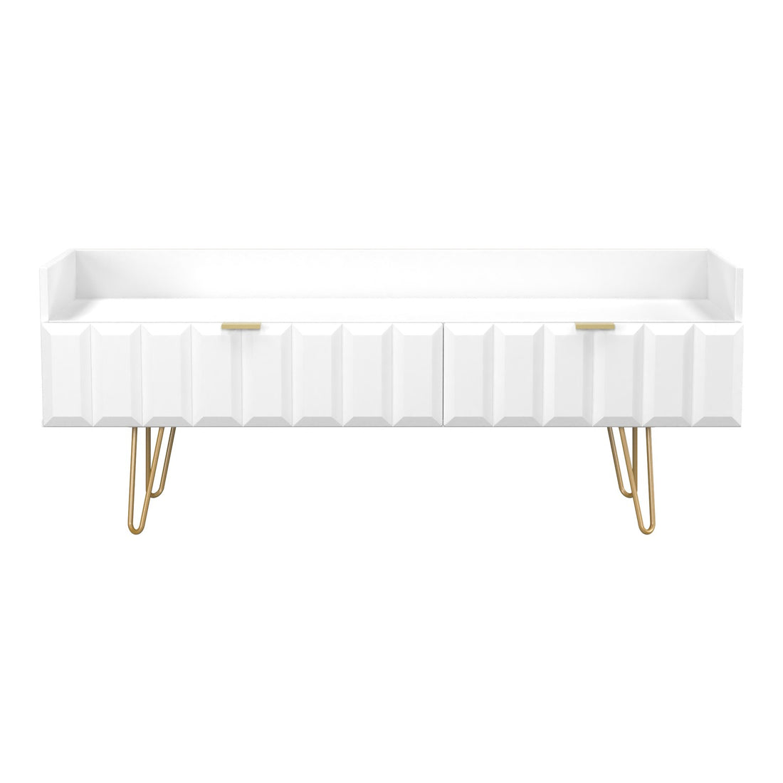 Cube 2 Drawer TV Unit in White Matt, front view