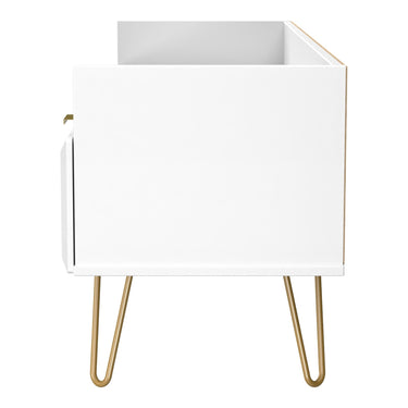 Cube 2 Drawer TV Unit in White Matt, side view