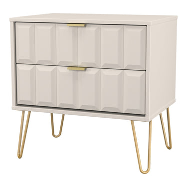 Cube 2 Drawer Wide Bedside Cabinet in Kashmir Matt, angled view