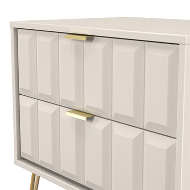 Cube 2 Drawer Wide Bedside Cabinet in Kashmir Matt, close-up of the patterned drawer fronts