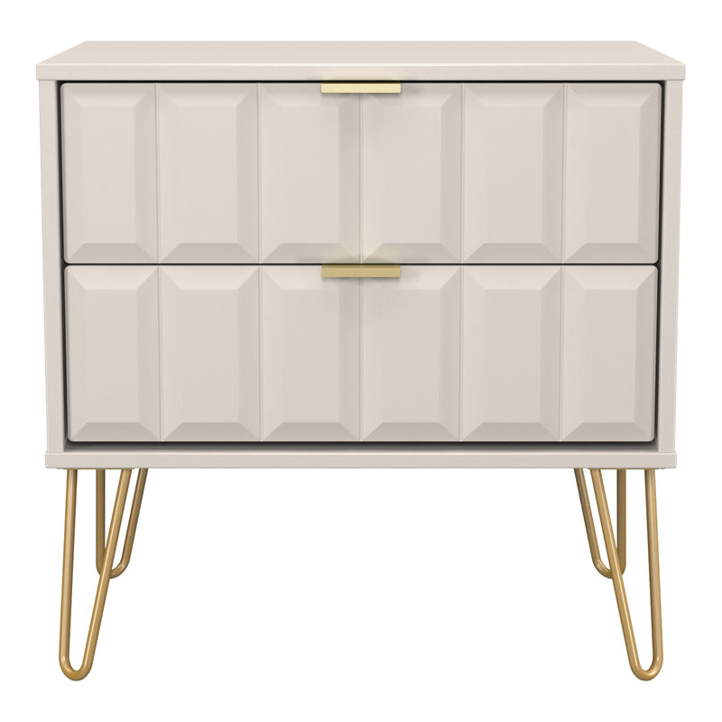 Cube 2 Drawer Wide Bedside Cabinet