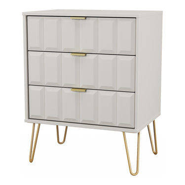Cube 3 Drawer Midi Chest of Drawers in Kashmir Matt, angled view