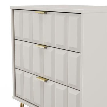 Cube 3 Drawer Midi Chest of Drawers in Kashmir Matt, close-up of the patterned drawer fronts
