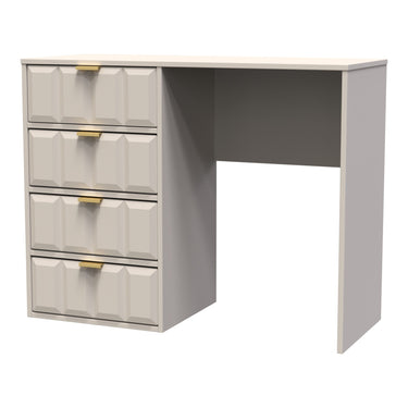Cube 4 Drawer Desk in Kashmir Matt with gold hairpin legs, angled view