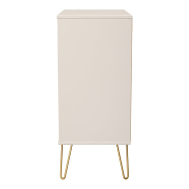 Cube 4 Drawer Wide Chest of Drawers in Kashmir Matt with gold hairpin legs, side view
