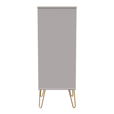 Cube 5 Drawer Narrow Chest of Drawers in Kashmir Matt with gold hairpin legs, side view