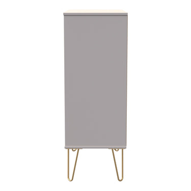 Cube 5 Drawer Wide Chest of Drawers in Kashmir Matt with gold hairpin legs, side view
