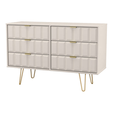 Cube 6 Drawer Double Chest of Drawers in Kashmir Matt, angled view