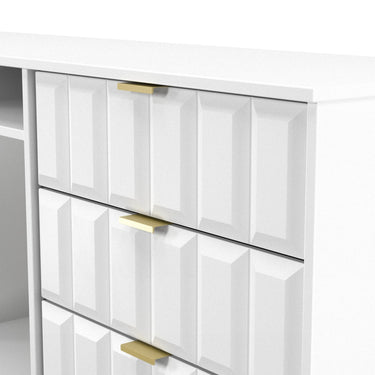Cube 6 Drawer Wide Sideboard in White Matt, close-up of the patterned drawer fronts