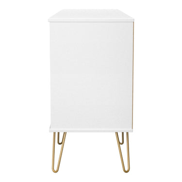 Cube 6 Drawer Wide Sideboard in White Matt, side view
