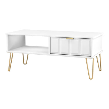 Cube Coffee Table in White Matt, angled view