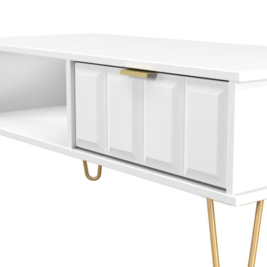 Cube Coffee Table in White Matt, close-up of the patterned drawer fronts
