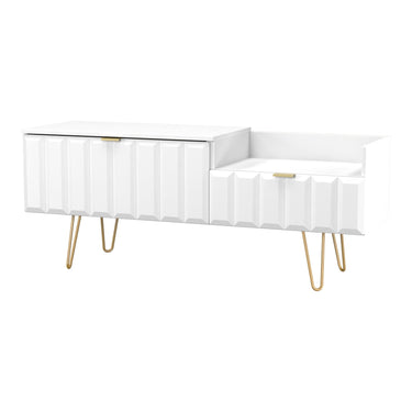 Cube Split Level TV Unit in White Matt, angled view
