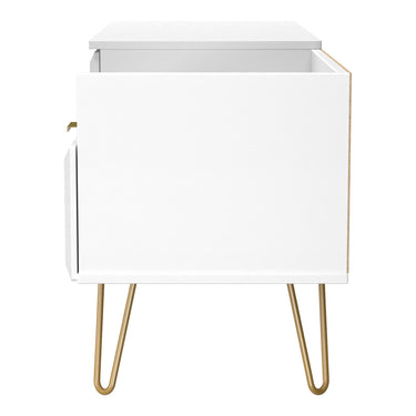 Cube Split Level TV Unit in White Matt, side view