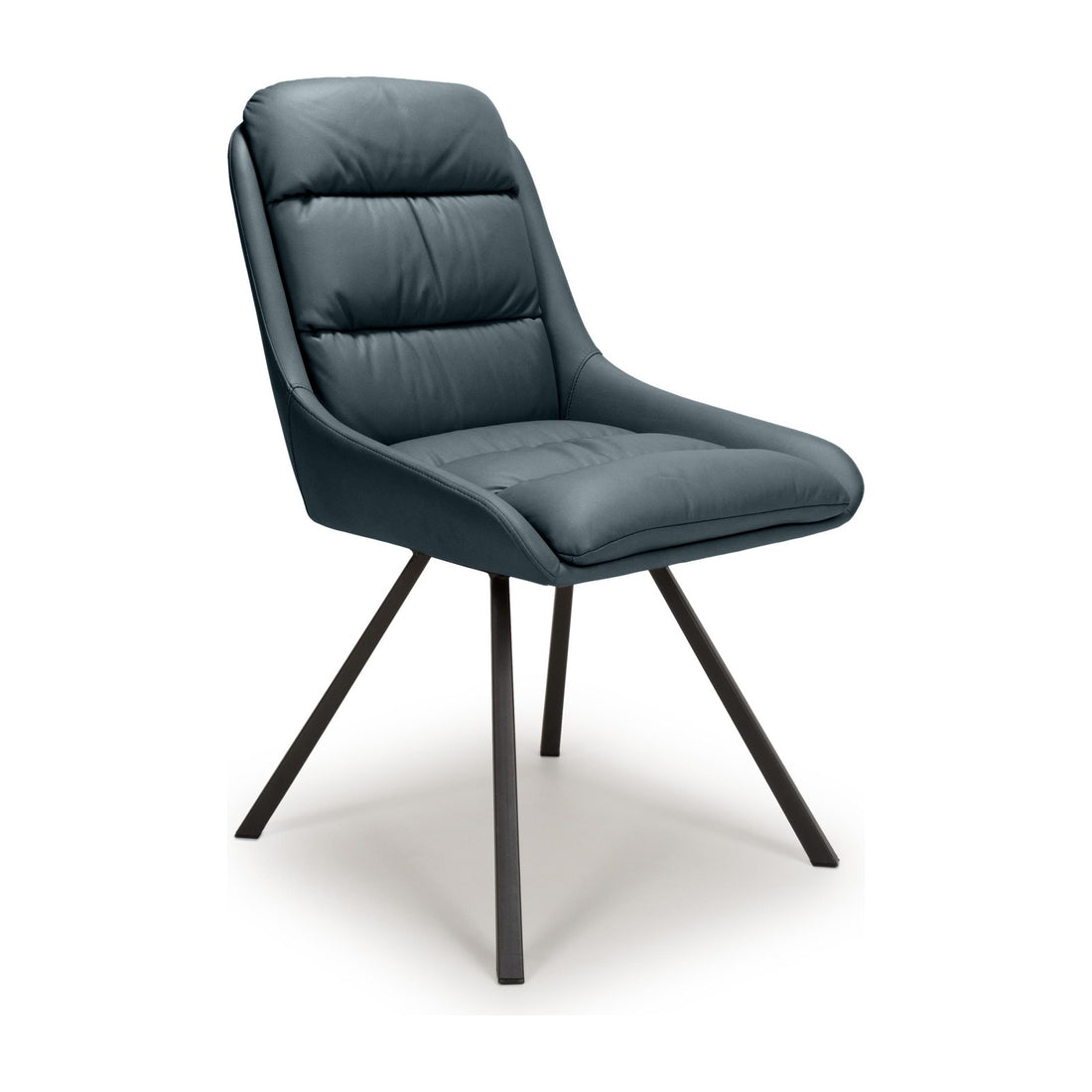 Denham Leather Effect Swivel Dining Chair - Midnight Blue – studio view 1