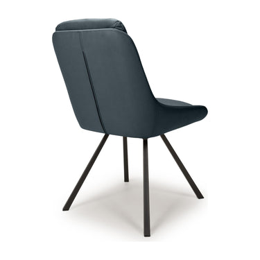 Denham Leather Effect Swivel Dining Chair - Midnight Blue – studio view 2