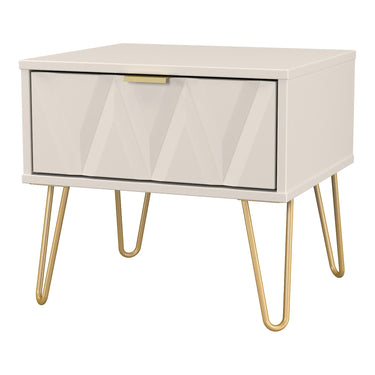 Diamond 1 Drawer Bedside Cabinet in Kashmir Matt, angled view
