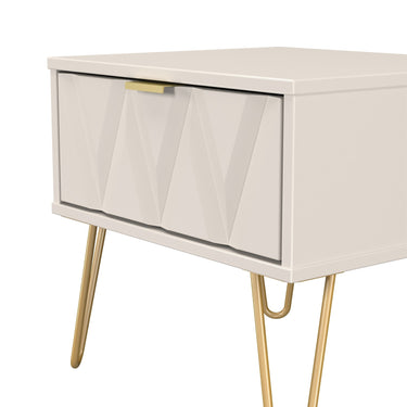 Diamond 1 Drawer Bedside Cabinet in Kashmir Matt, close-up of the patterned drawer fronts