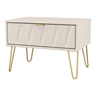 Diamond 1 Drawer Wide Bedside Cabinet in Kashmir Matt, angled view