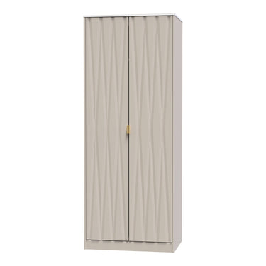 Diamond 2 Door Wardrobe in Kashmir Matt with gold hairpin legs, angled view