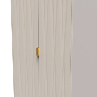 Diamond 2 Door Wardrobe in Kashmir Matt with gold hairpin legs, close-up of the patterned doors