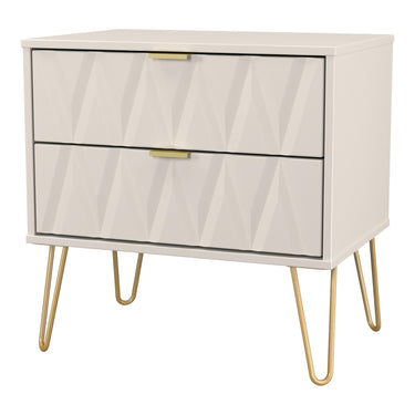 Diamond 2 Drawer Wide Bedside Cabinet in Kashmir Matt, angled view