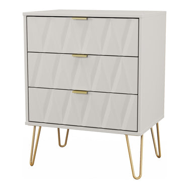 Diamond 3 Drawer Midi Chest of Drawers in Kashmir Matt, angled view