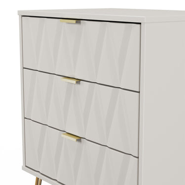 Diamond 3 Drawer Midi Chest of Drawers in Kashmir Matt, close-up of the patterned drawer fronts