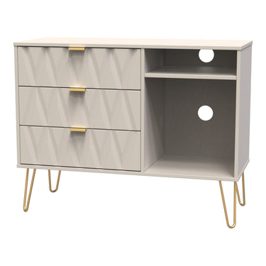 Diamond 3 Drawer Sideboard in Kashmir Matt, angled view
