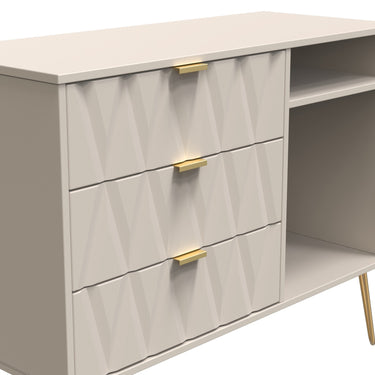 Diamond 3 Drawer Sideboard in Kashmir Matt, close-up of the patterned drawer fronts
