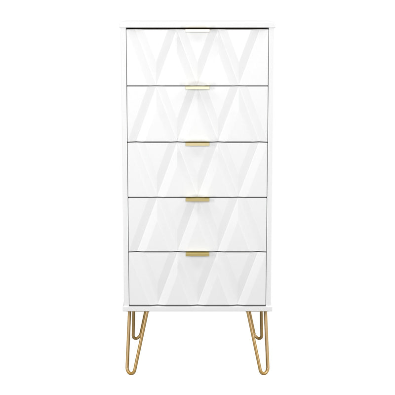 Diamond 5 Drawer Narrow Chest of Drawers