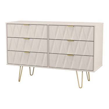 Diamond 6 Drawer Double Chest of Drawers in Kashmir Matt, angled view