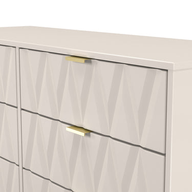 Diamond 6 Drawer Double Chest of Drawers in Kashmir Matt, close-up of the patterned drawer fronts