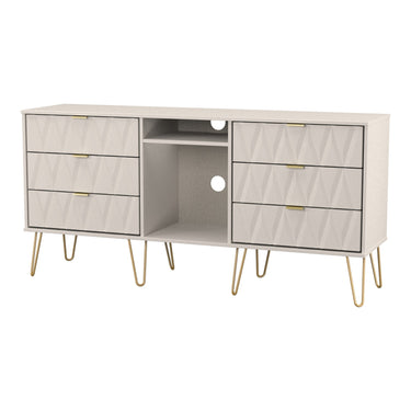 Diamond 6 Drawer Wide Sideboard in Kashmir Matt, angled view